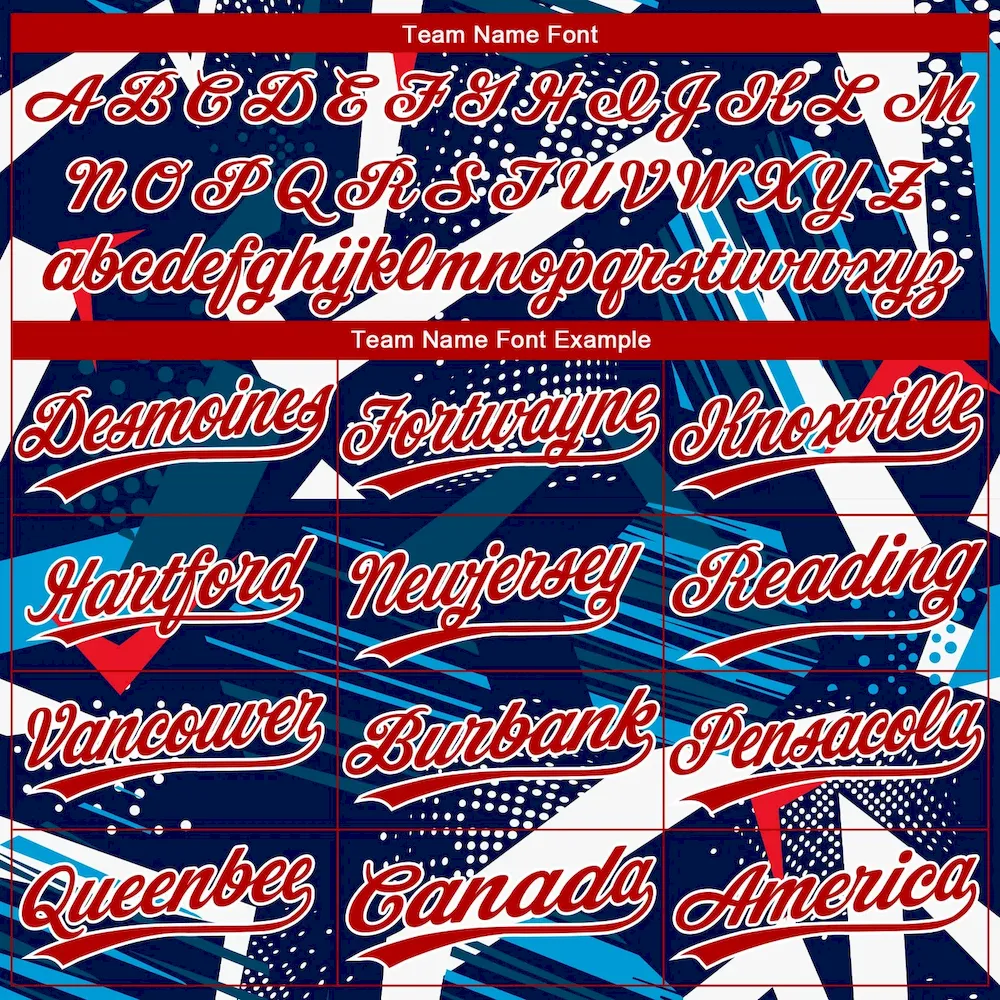 Custom Navy Red-White 3D Pattern Design Authentic Baseball Jersey - Image 4