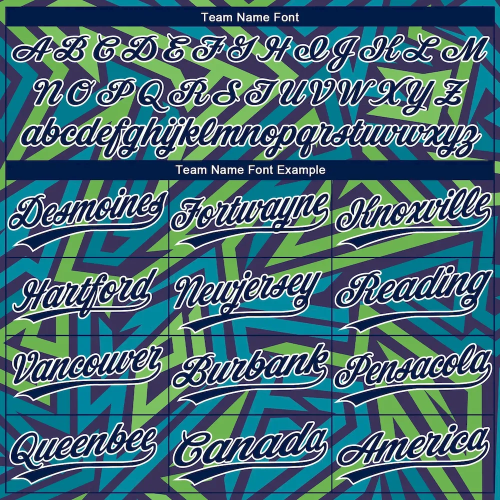 Custom Teal Navy-Kelly Green 3D Pattern Design Authentic Baseball Jersey - Image 4