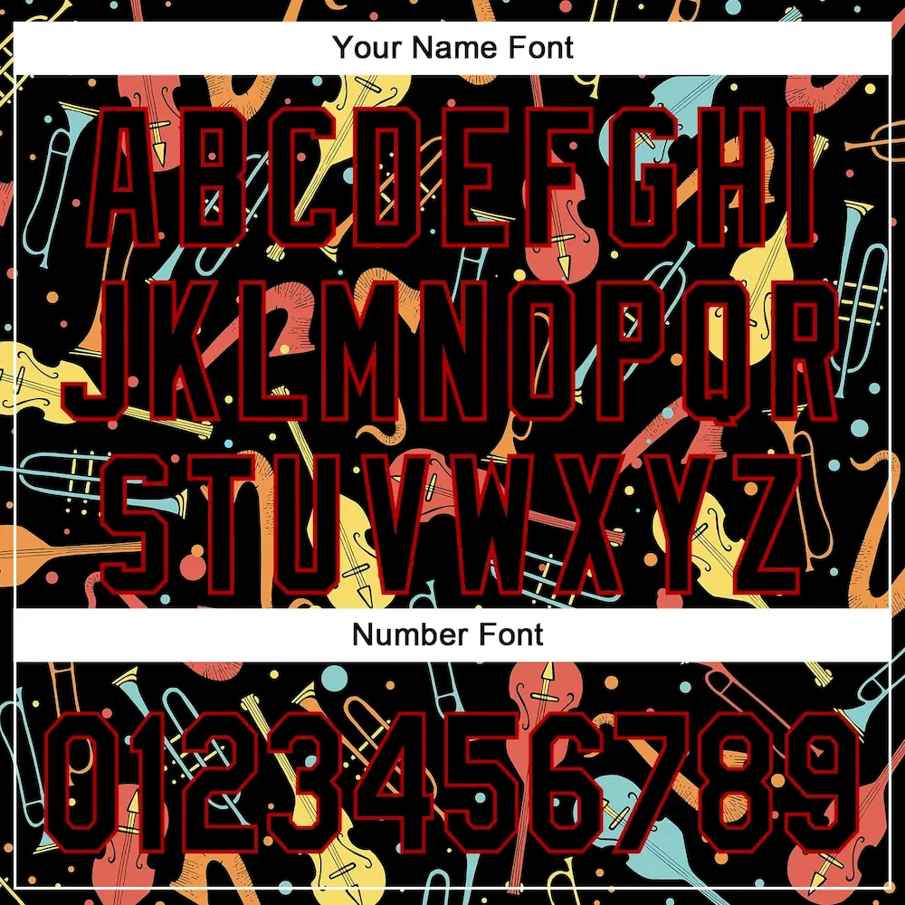 Custom Black Red 3D Pattern Design International Jazz Day Authentic Baseball Jersey - Image 5