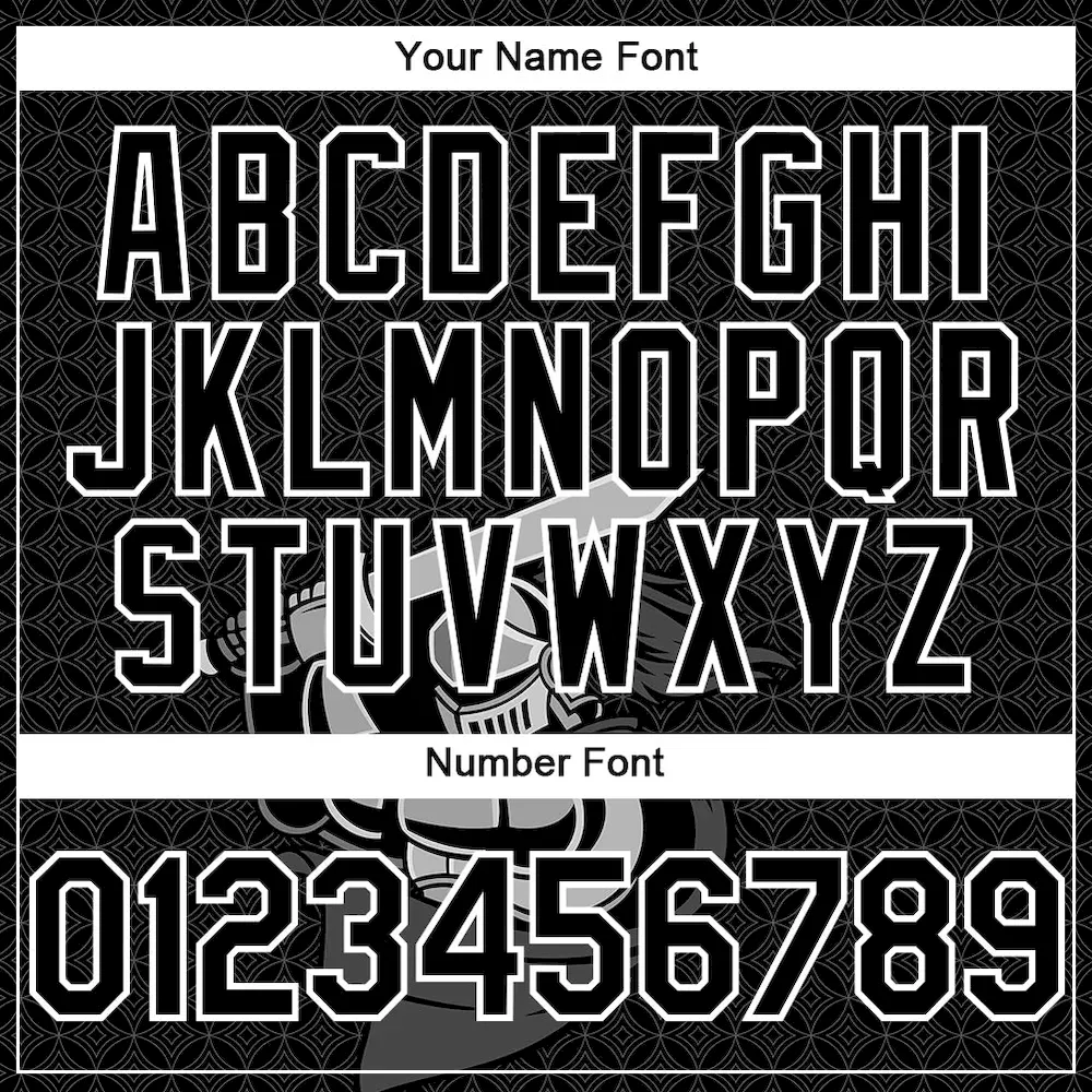 Custom Black White 3D Pattern Design Knight Hero Art Authentic Baseball Jersey - Image 5