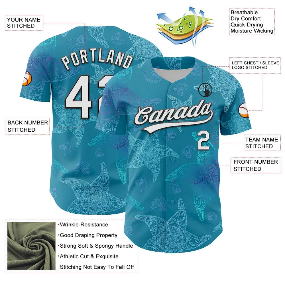 Custom Panther Blue White-Black 3D Tropical Hawaii Jungle Leaves Authentic Baseball Jersey - Image 3