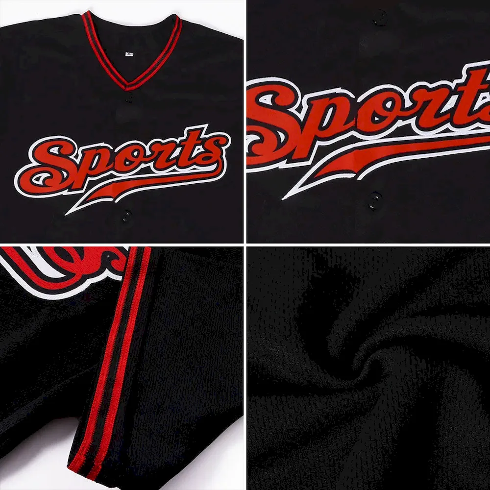 Custom Black Old Gold-Red Authentic Baseball Jersey - Image 6