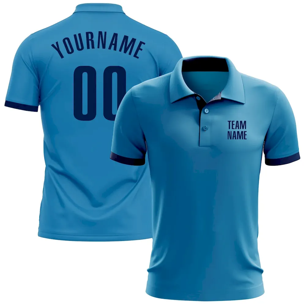 Custom Panther Blue Navy Performance Golf Polo Shirt