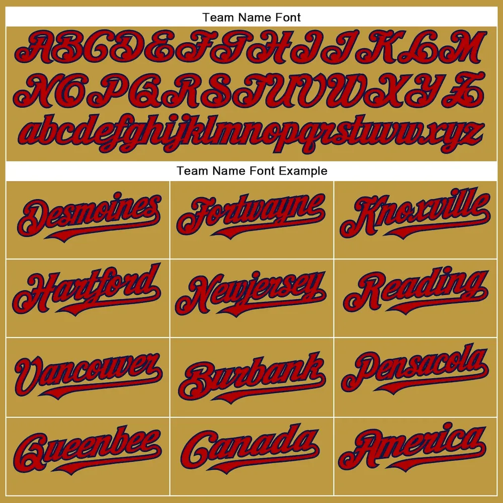 Custom Old Gold Red-Navy Authentic Baseball Jersey - Image 4