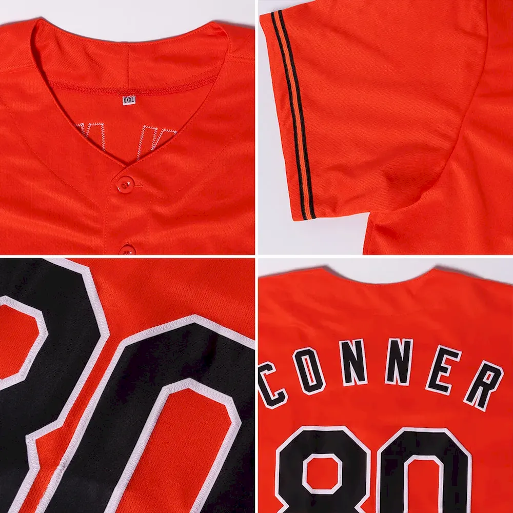 Custom Orange Orange-Navy Authentic Baseball Jersey - Image 6