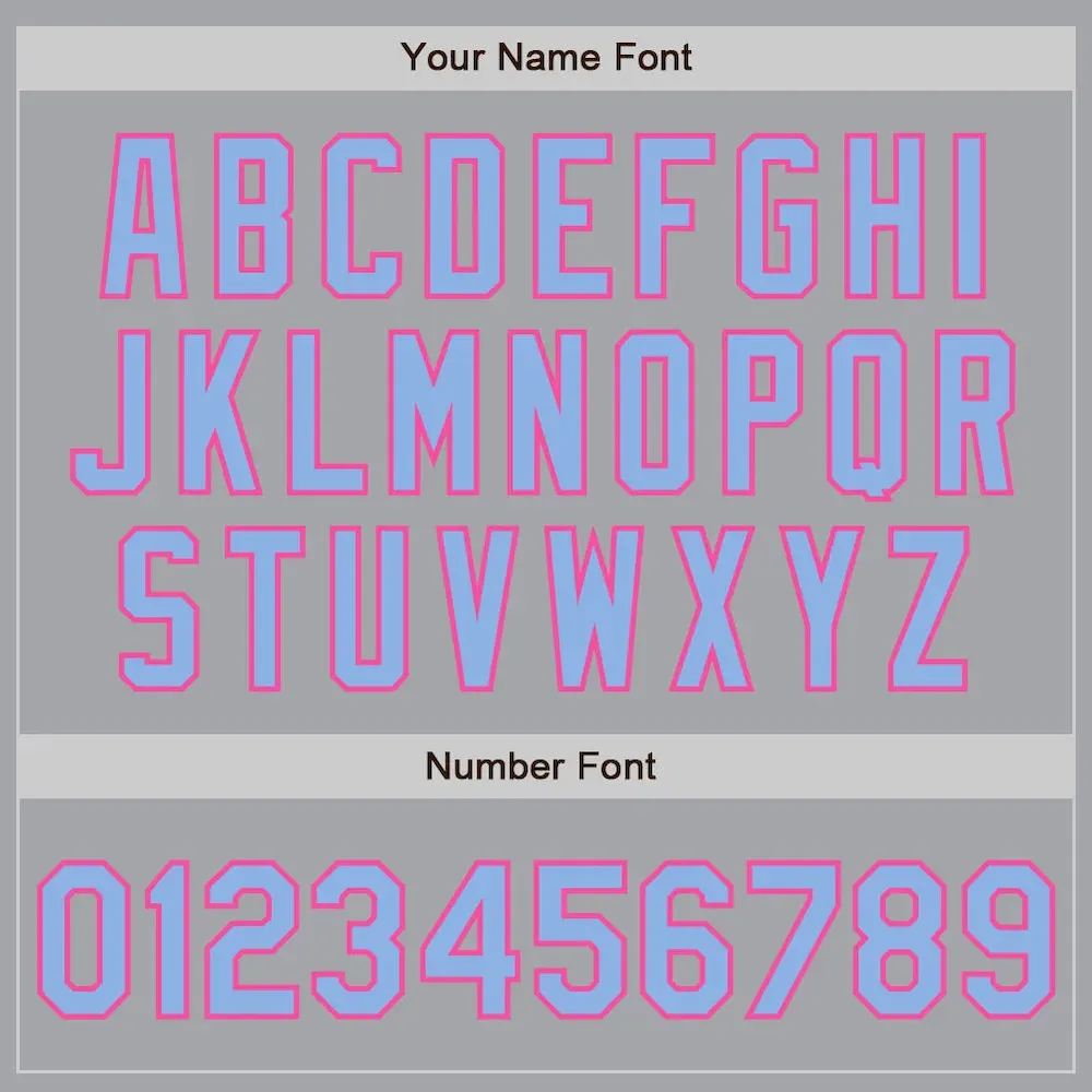 Custom Gray Light Blue-Pink Authentic Raglan Sleeves Baseball Jersey - Image 5