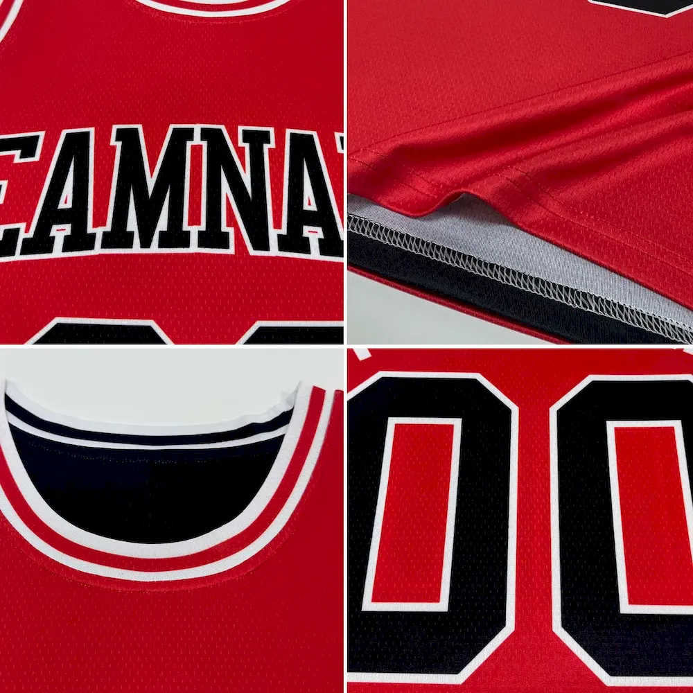 Custom Reversible Black Pink-White Double Side Basketball Jersey - Image 4