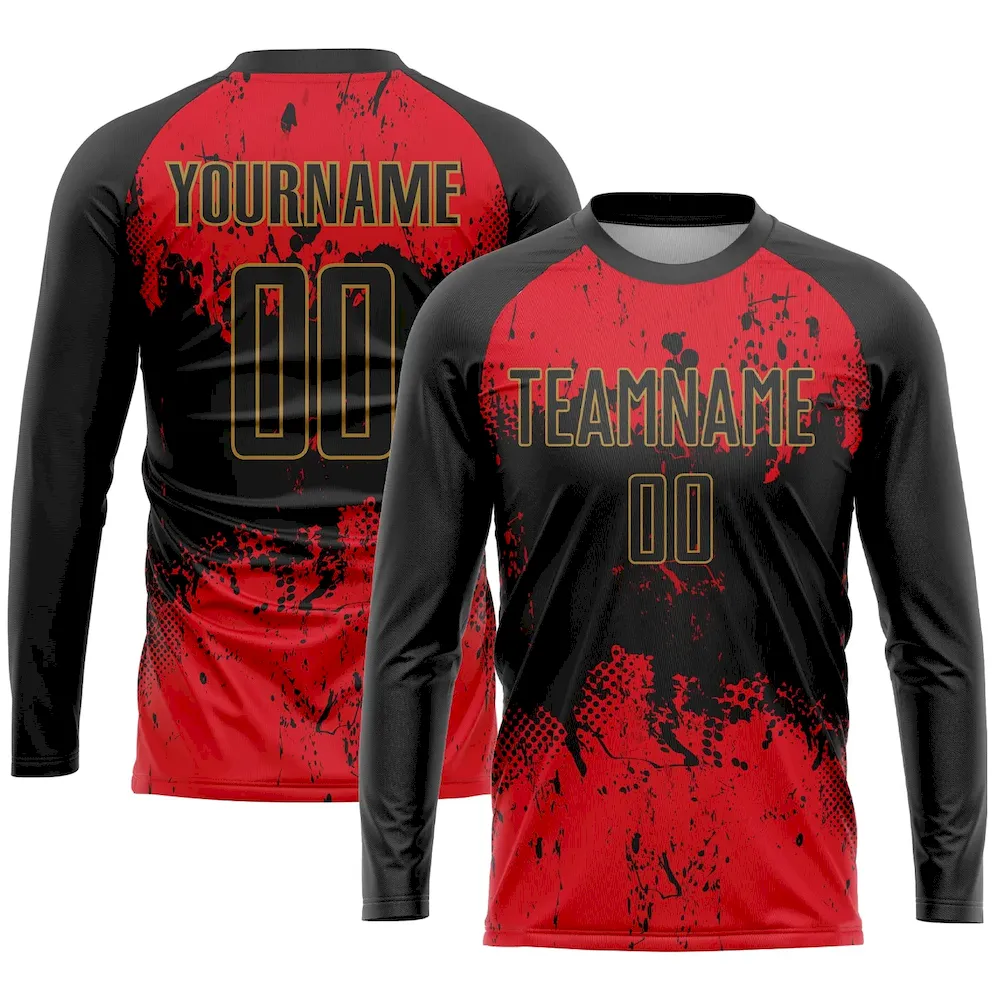 Custom Black Black-Red Sublimation Soccer Uniform Jersey - Image 3