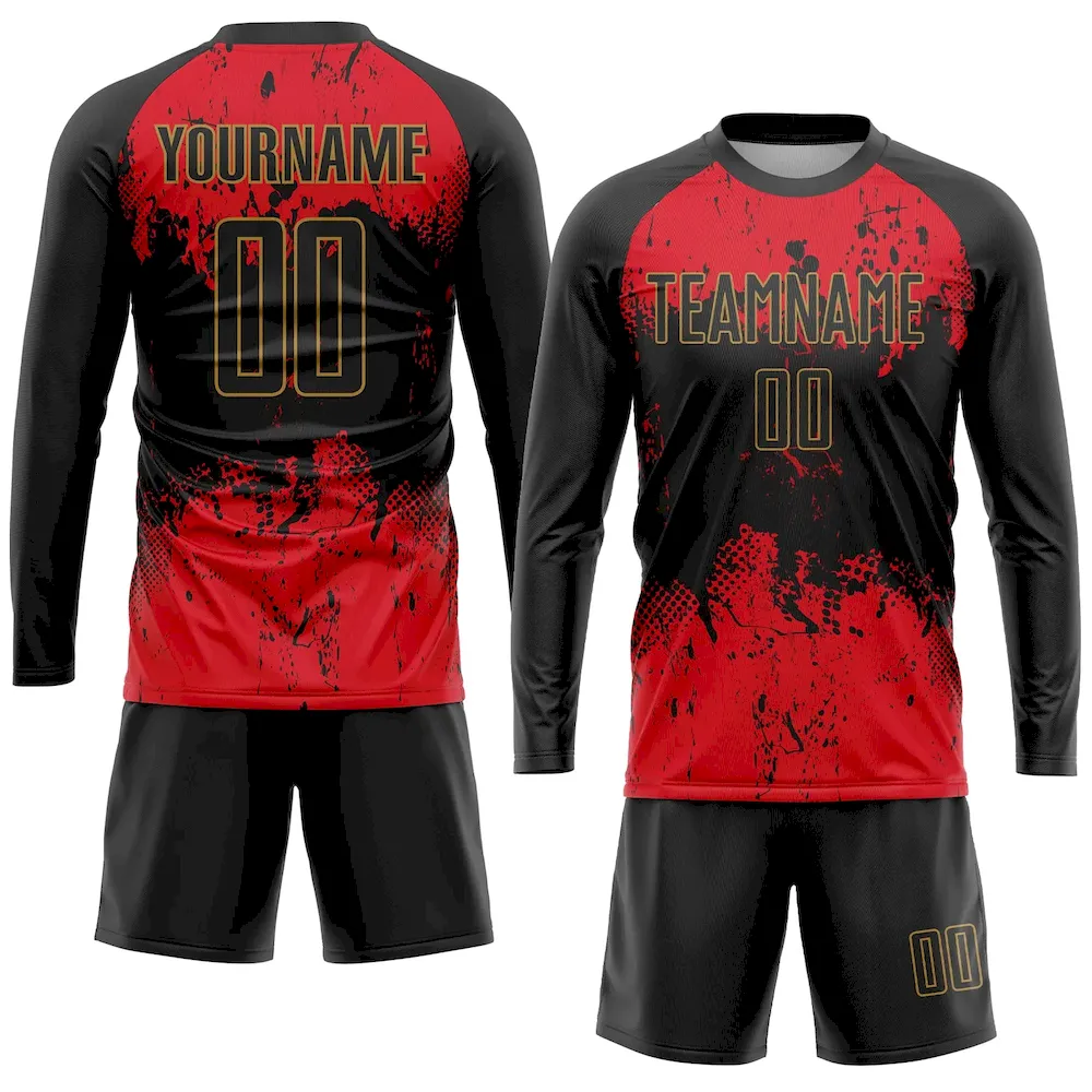 Custom Black Black-Red Sublimation Soccer Uniform Jersey - Image 4