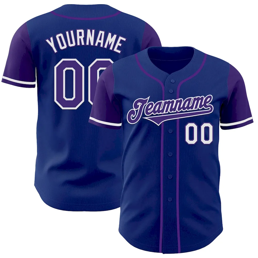 Custom Royal Purple-White Authentic Two Tone Baseball Jersey