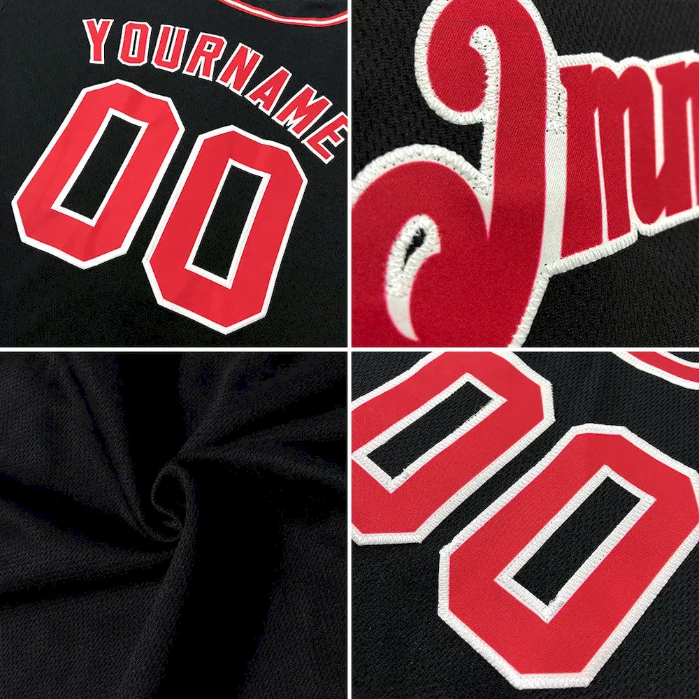 Custom Black Orange-White Authentic Baseball Jersey - Image 6