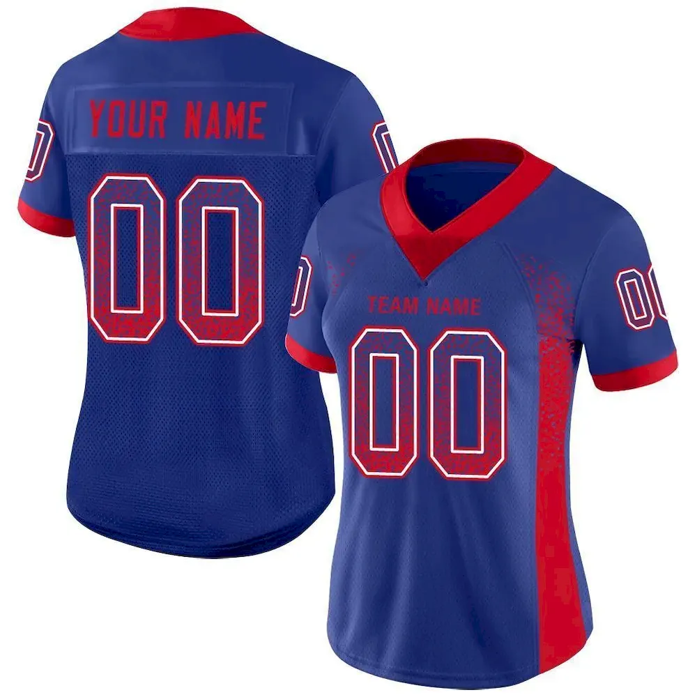 Custom Royal Red-White Mesh Drift Fashion Football Jersey - Image 3