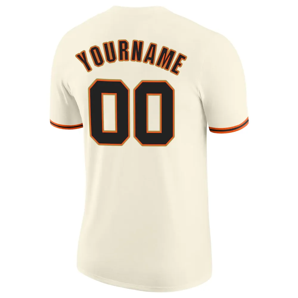 Custom Cream Black-Orange Performance T-Shirt - Image 6