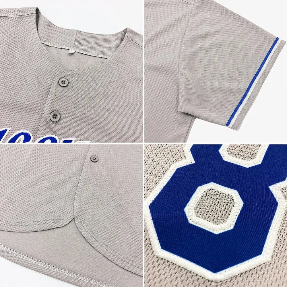 Custom Gray Red-Navy Authentic Baseball Jersey - Image 6